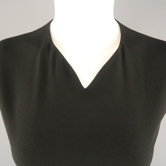 JIL SANDER Size 8 Black Back Cutouts V Neck Sleeveless Shift Dress - Picture 2 of 5